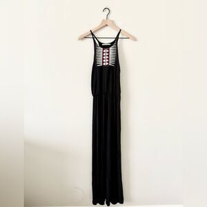 Rolla Coaster Embroidered Front Maxi Dress in Black - Size S